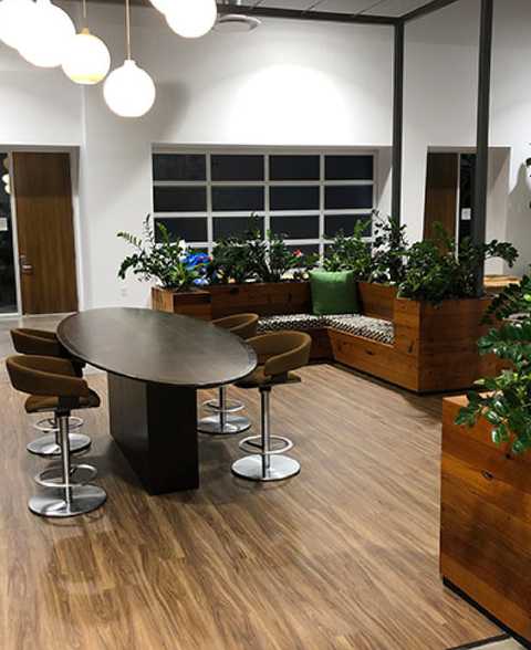 Office breakroom with laminate flooring